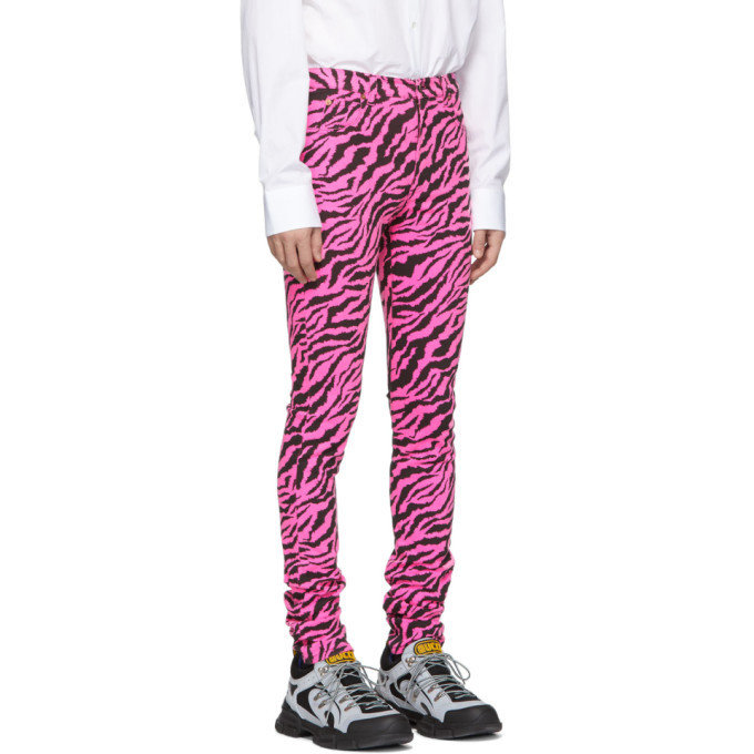 Gucci Pink and Black Zebra Skinny Jeans Gucci