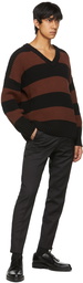 Boss Brown & Black Striped Proti Sweater