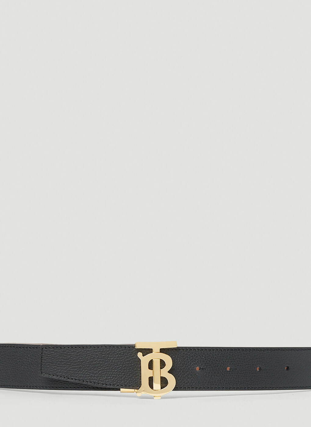 Burberry B Buckle Leather Belt In Black/gold