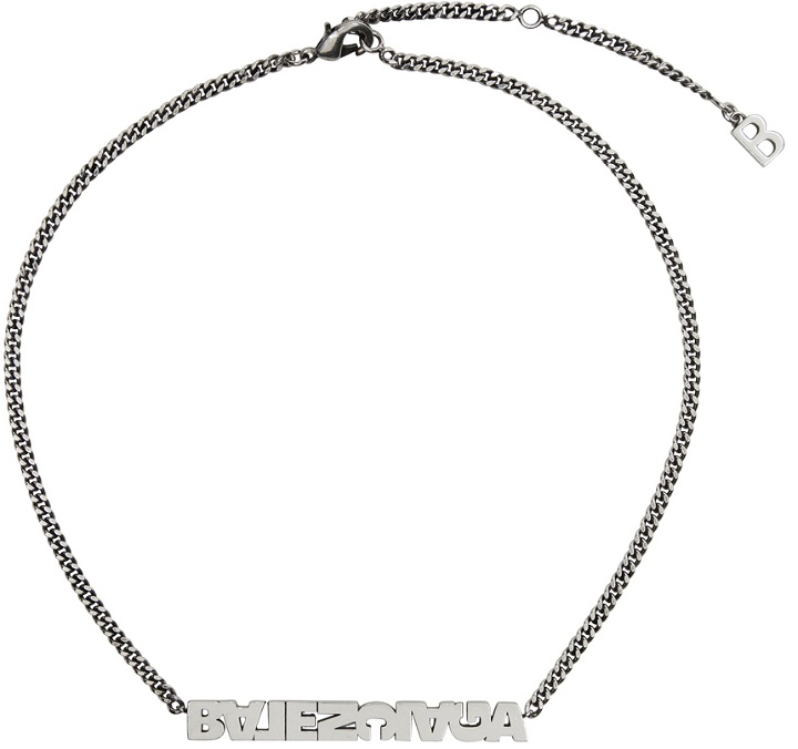 Photo: Balenciaga Gunmetal Typo Turn Necklace