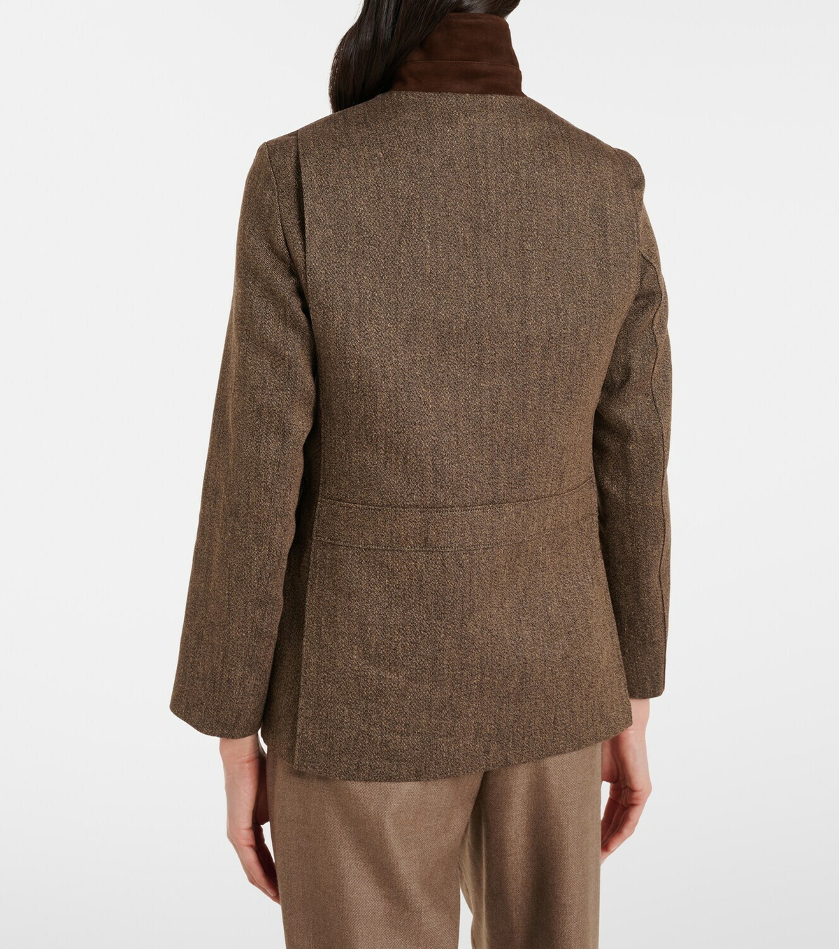 Loro Piana Suede-trimmed linen jacket