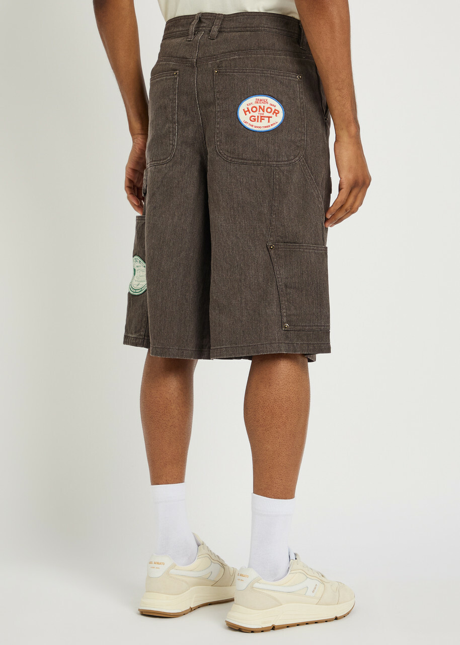 Honor The Gift Appliquéd Twill Shorts Black