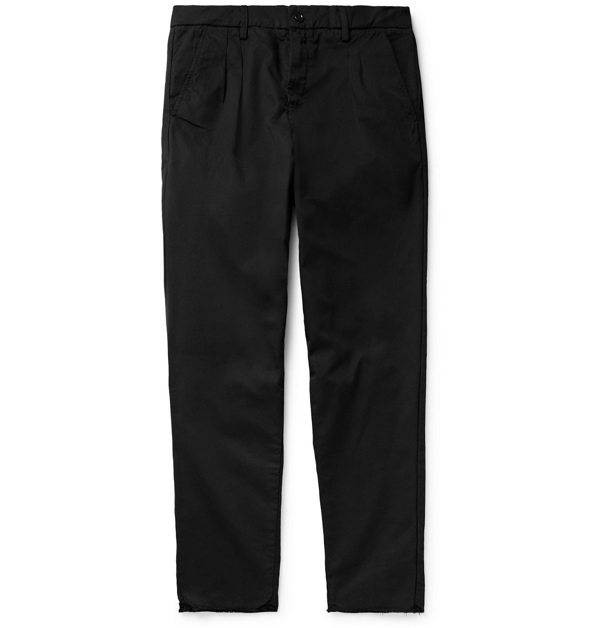 Photo: BILLY - Tapered Pleated Cotton-Twill Trousers - Black