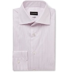 Ermenegildo Zegna - Pink Cutaway-Collar Striped Cotton-Poplin Shirt - Lilac