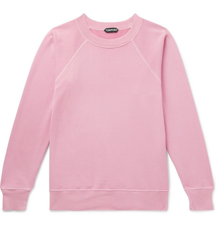 Photo: TOM FORD - Garment-Dyed Loopback Cotton-Jersey Sweatshirt - Men - Pink