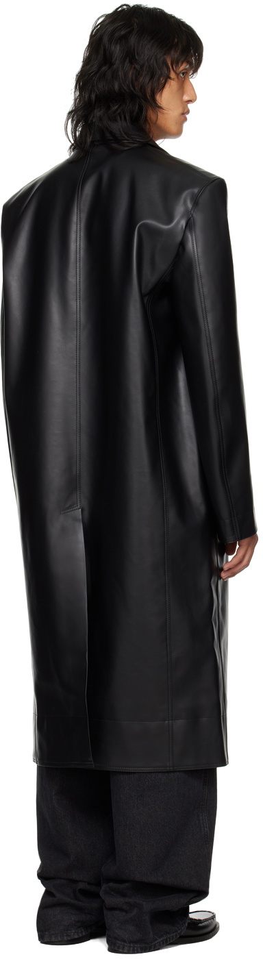 LU'U DAN Black Notched Lapel Faux-Leather Coat LU'U DAN