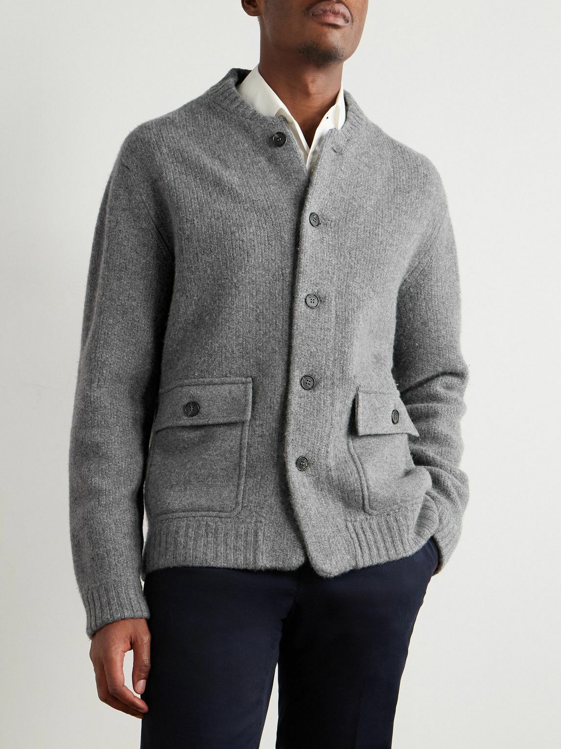 Incotex - Zanone Wool and Cashmere-Blend Cardigan - Gray