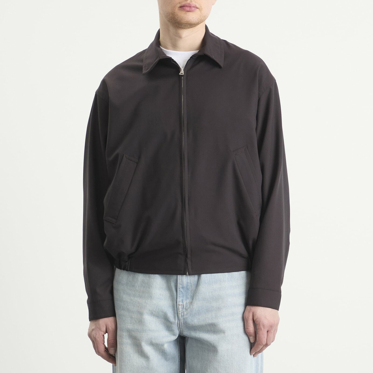 Kaptain Sunshine Men's Wool Poplin Zip Blouson in Espresso