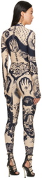 Jean Paul Gaultier Beige Graphic Jumpsuit