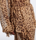 Xu Zhi Leopard-print ruffed silk maxi skirt