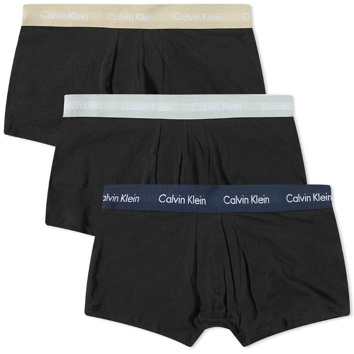 Photo: Calvin Klein Men's CK Underwear Low Rise Trunk - 3 Pack in Shoreline/Clem/Travertine