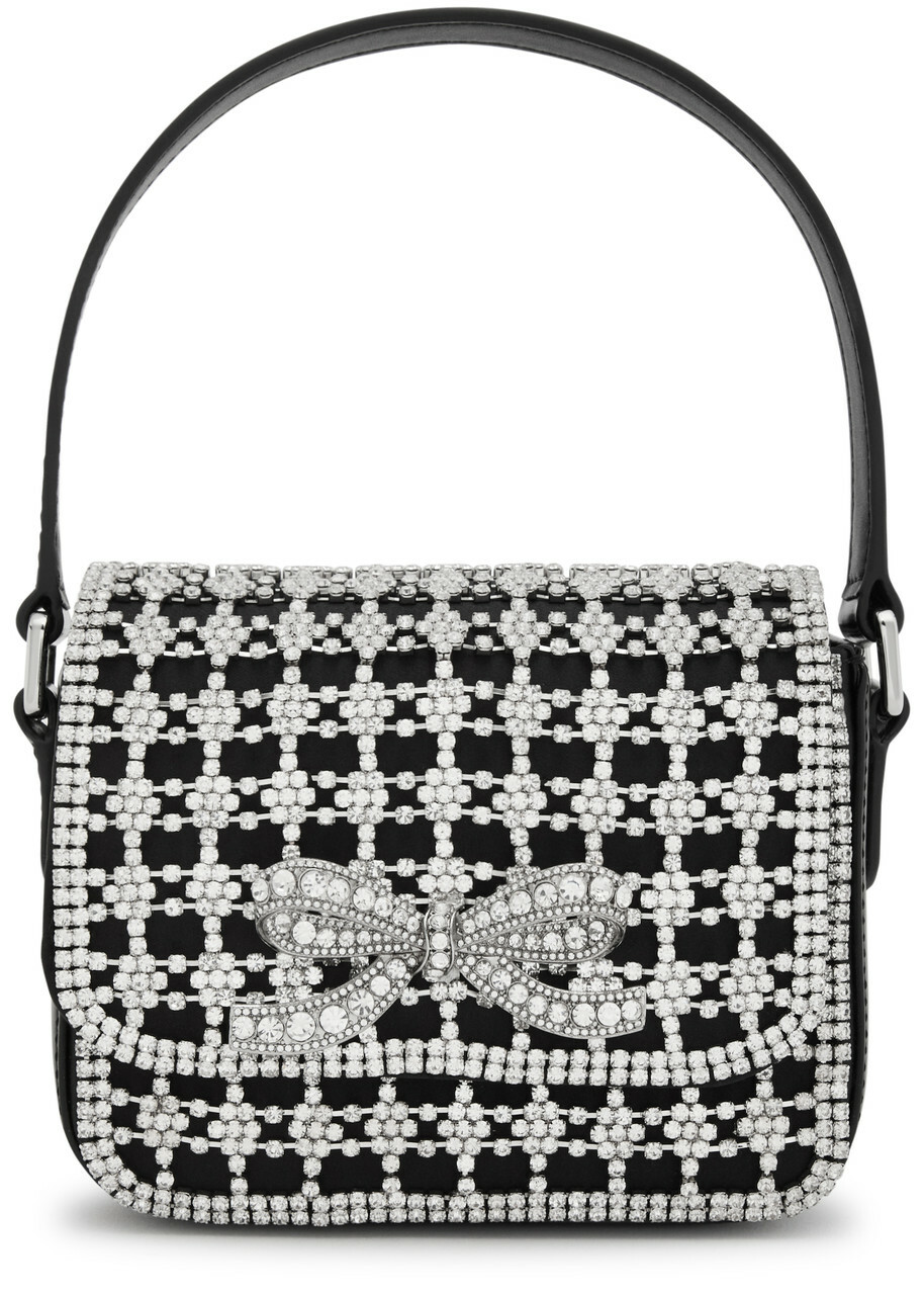 Self-portrait Micro Crystal-embellished Satin and Leather top