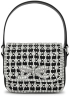 Self-portrait Micro Crystal-embellished Satin and Leather top Handle bag - Black - One Size