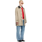 Burberry Beige Mid-Length Leather Collar Meadowbank Car Coat