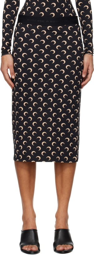 Photo: Marine Serre Black Moon Printed Jersey Midi Skirt