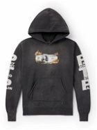 SAINT Mxxxxxx - Pay Money to My Pain Distressed Printed Cotton-Jersey Hoodie - Black