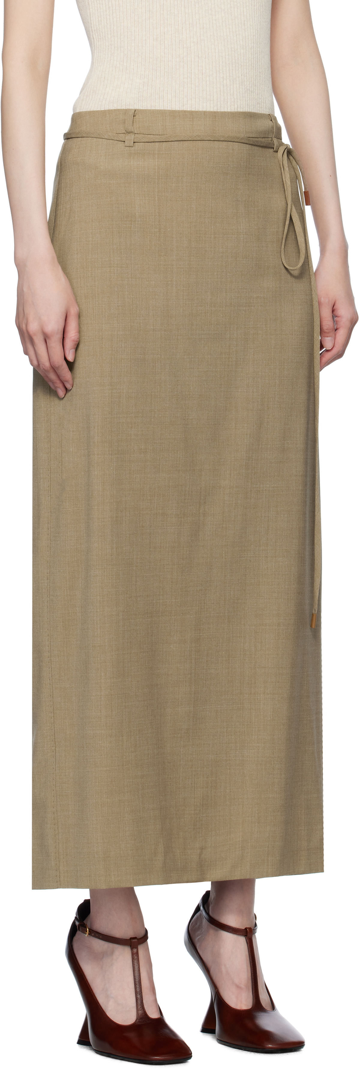 LE17SEPTEMBRE Beige Pencil Midi Skirt