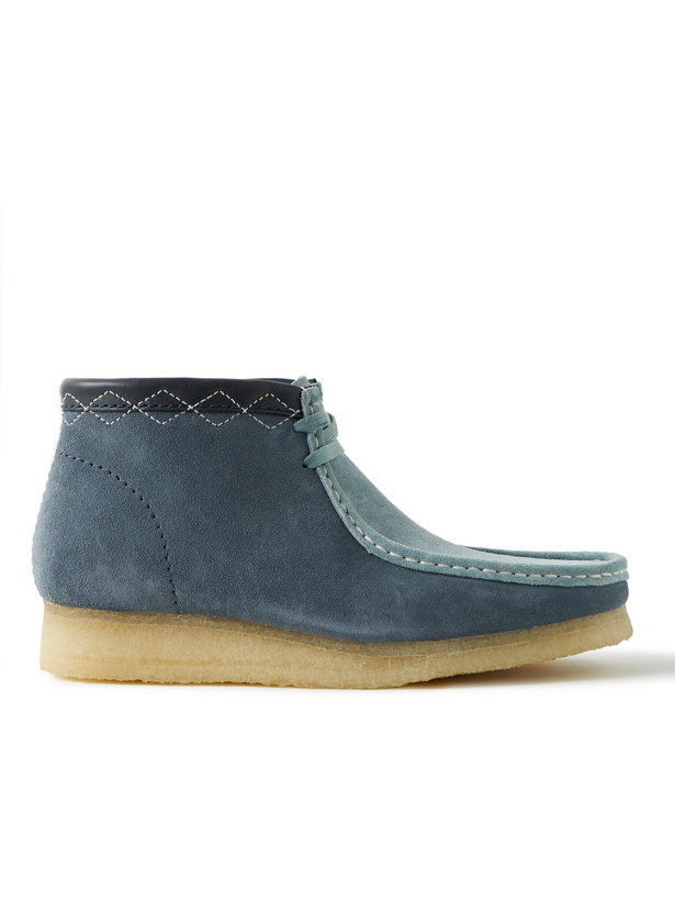 Photo: Clarks Originals - Wallabee Leather-Trimmed Colour-Block Suede Desert Boots - Blue