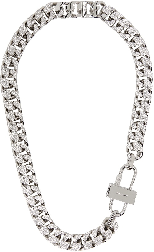 Photo: Givenchy Silver Crystal G Chain Lock Necklace