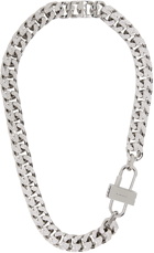 Givenchy Silver Crystal G Chain Lock Necklace