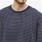 Folk Men's Textured Stripe Long Sleeve T-Shirts T-Shirt in Navy Stripe