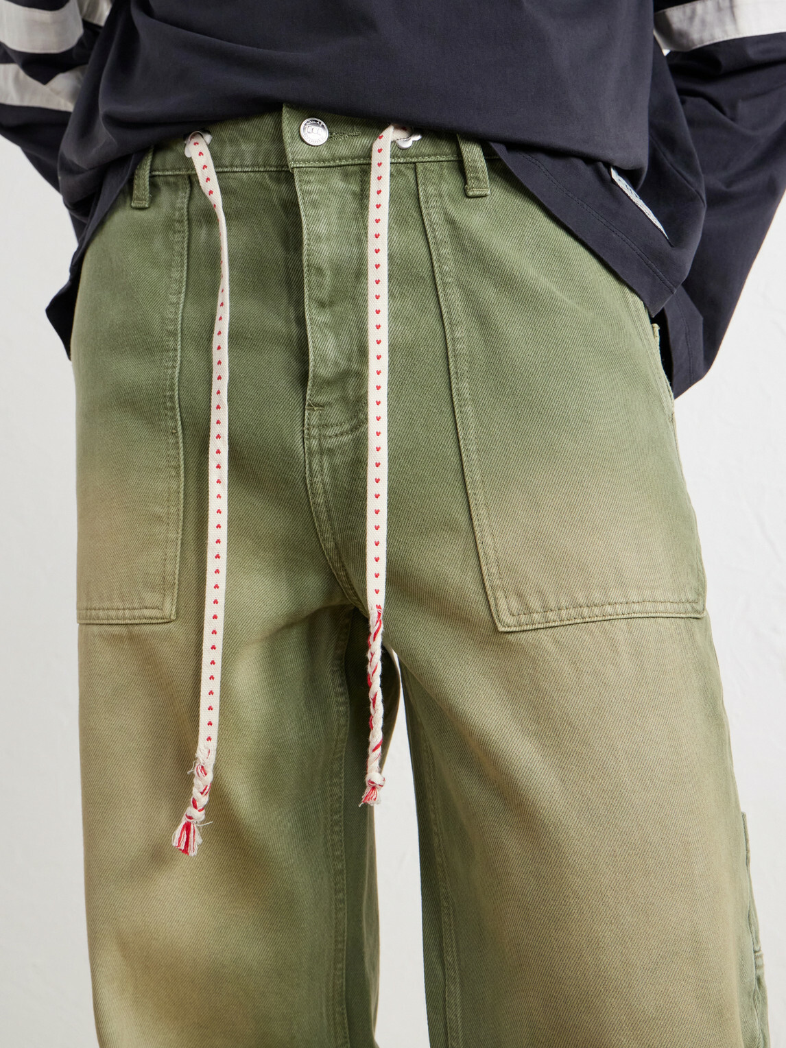 NAHMIAS - Gardener Utility Wide-Leg Drawstring Jeans - Green