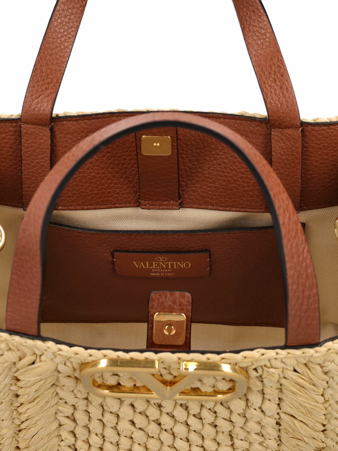 VALENTINO GARAVANI - Vlogo Signature Crochet Raffia Tote Bag