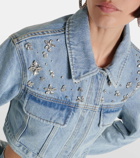 Self-Portrait Crystal-embellished denim jacket