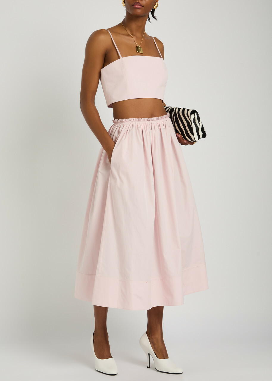 Gabriela Hearst Nadir Cropped Cotton-poplin top Light Pink