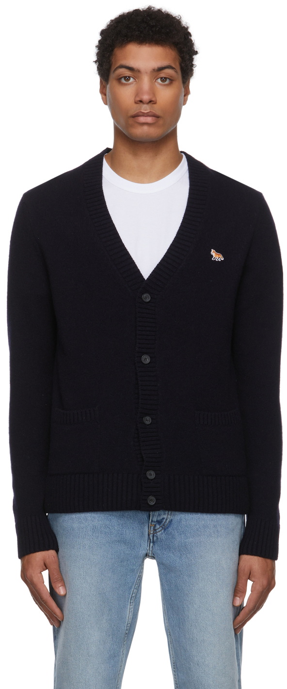 Maison Kitsuné Navy Baby Fox Patch Cosy Cardigan Maison Kitsune