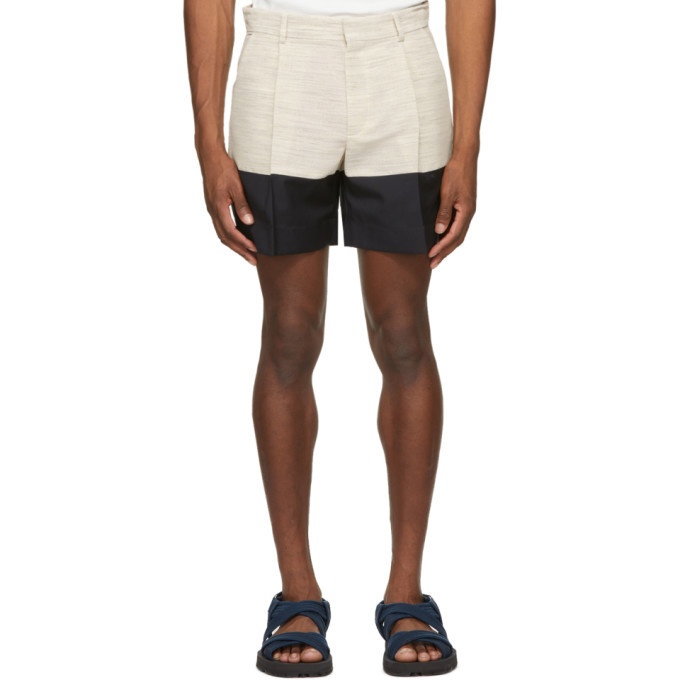 Photo: Botter Beige and Navy Crepe Incrustated Shorts