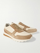 Brunello Cucinelli - Olimpo Textured-Leather and Suede Sneakers - Neutrals