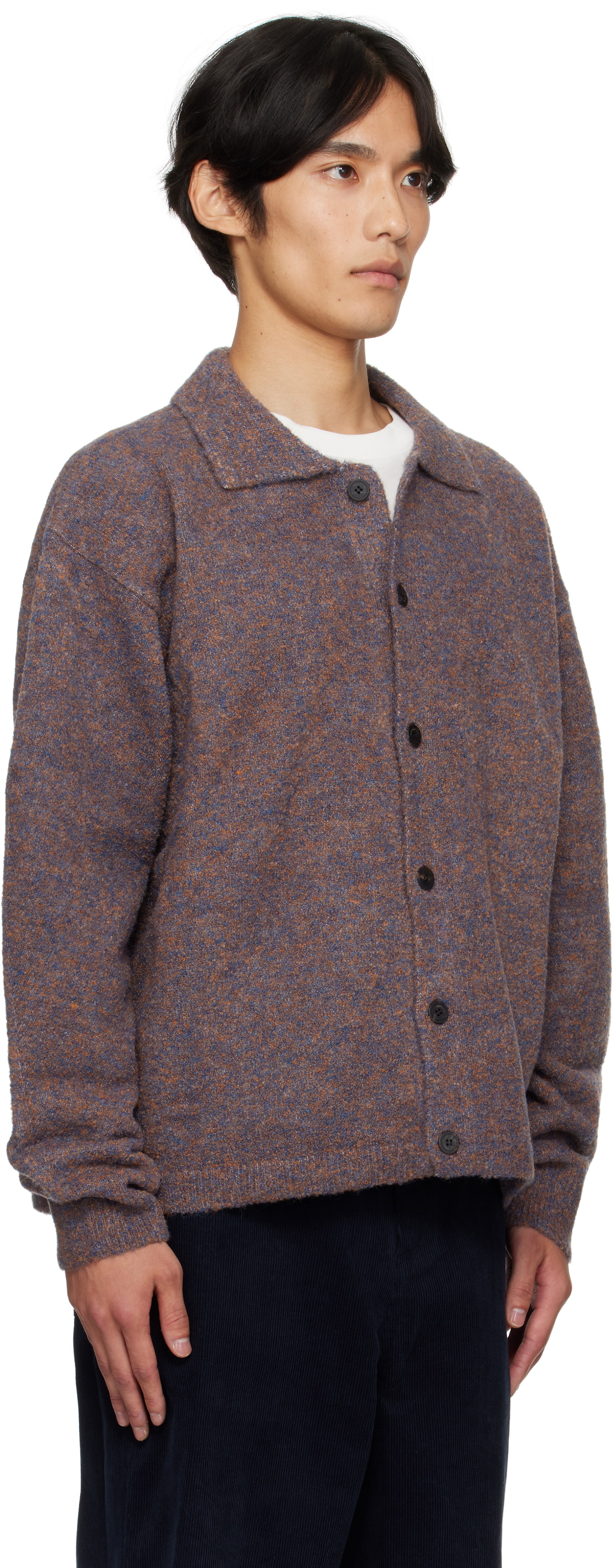 LE17SEPTEMBRE Purple Bouclé Button Down Cardigan