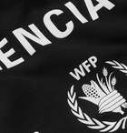 Balenciaga - World Food Programme Logo-Print Fleece-Back Cotton-Jersey Hoodie - Black