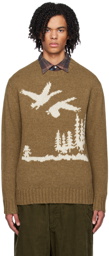 BEAMS PLUS Brown Intarsia Sweater