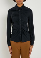 High Tether Ruched Stretch-jersey Shirt Blue