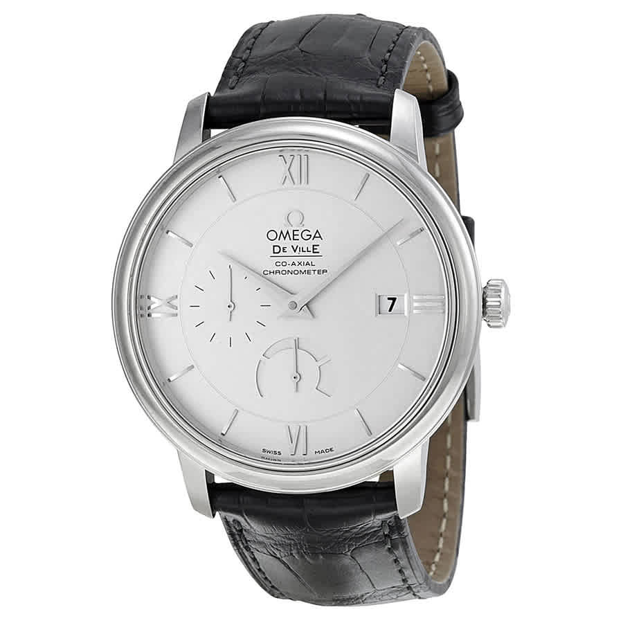 Omega De Ville Prestige Silver Dial Black Leather Mens Watch 424.13.40.21.02.001