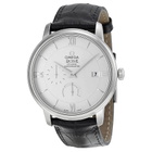 Omega De Ville Prestige Silver Dial Black Leather Mens Watch 424.13.40.21.02.001