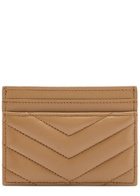 Saint Laurent Cassandre Quilted Card Holder - Tan - One Size