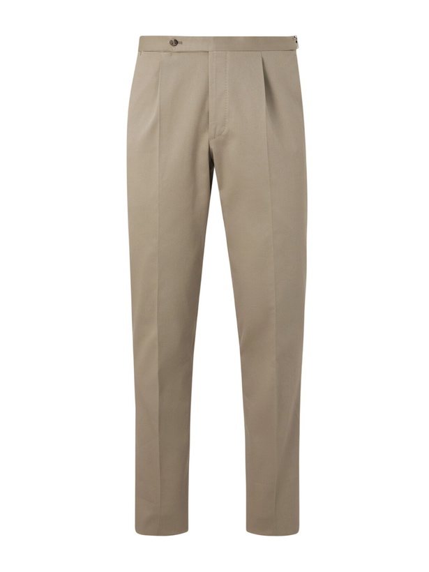 Photo: De Petrillo - Straight-Leg Cotton-Blend Twill Trousers - Neutrals