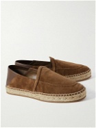 Brioni - Leather-Trimmed Suede Espadrilles - Brown
