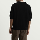 Bound Men's Crochet Knit Polo in Black