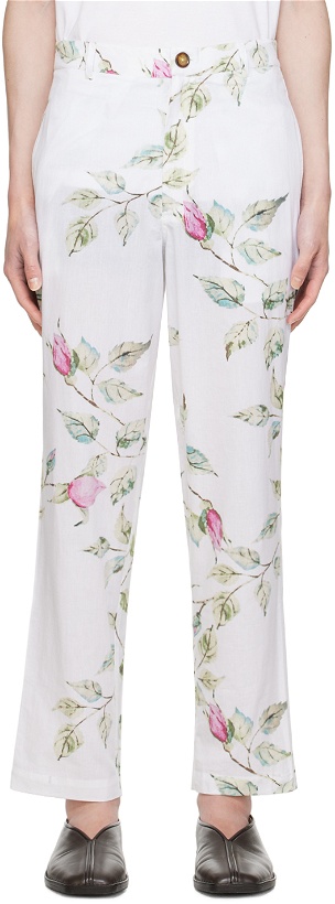 Photo: HARAGO White Floral Trousers