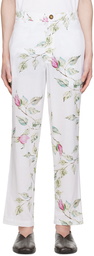 HARAGO White Floral Trousers