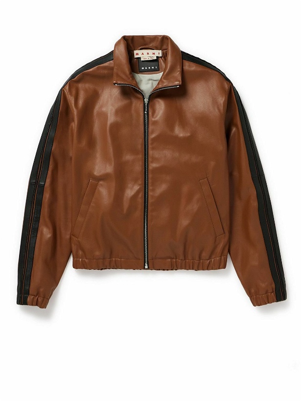 Photo: Marni - Striped Nappa Leather Track Jacket - Brown