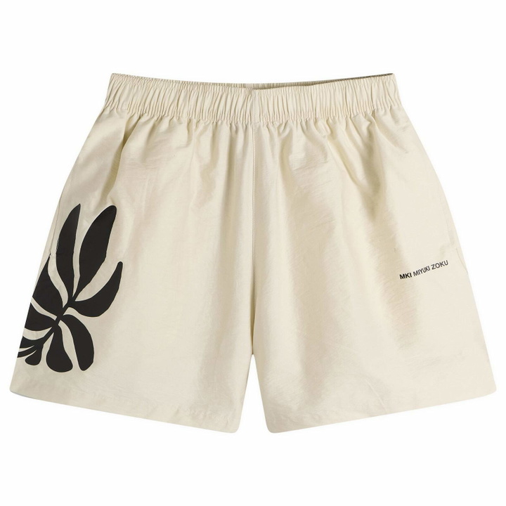Photo: MKI Men's Botanical Print Wide Leg Shorts in Bone