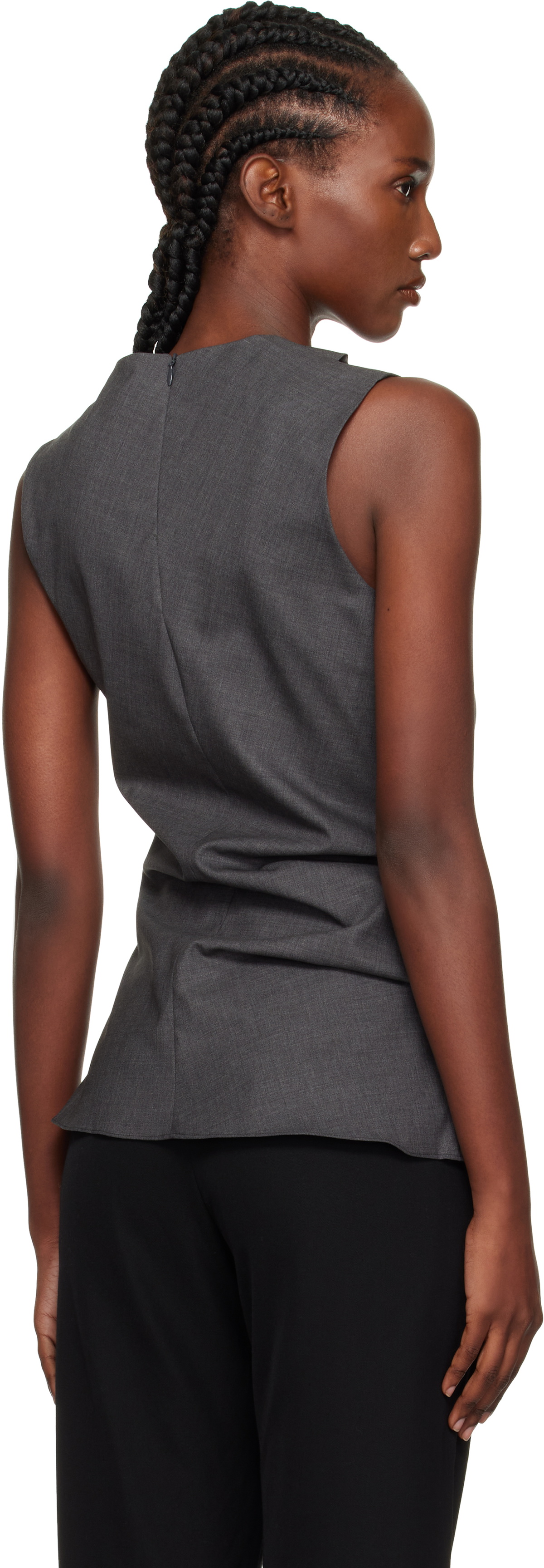 Róhe Gray Sleeveless Twisted Top