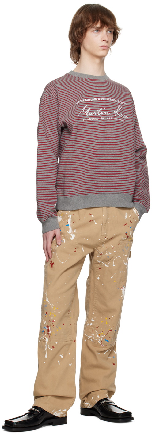 Martine Rose Red & Gray Striped Sweatshirt