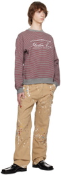 Martine Rose Red & Gray Striped Sweatshirt