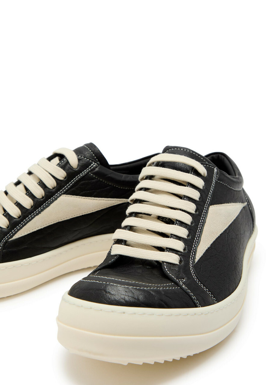 Rick Owens Vintage Panelled Grained Leather Sneakers Black